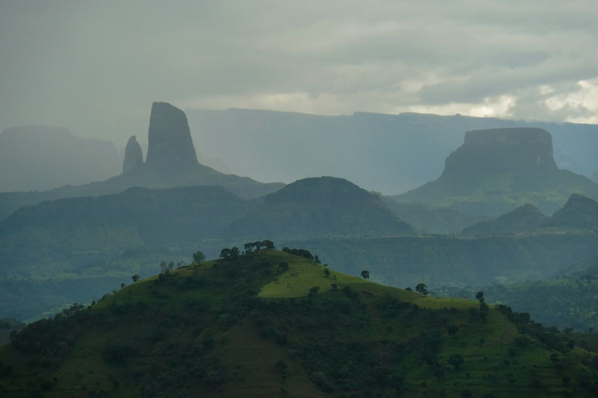Misty peaks and valleys in the Ethiopian highlands